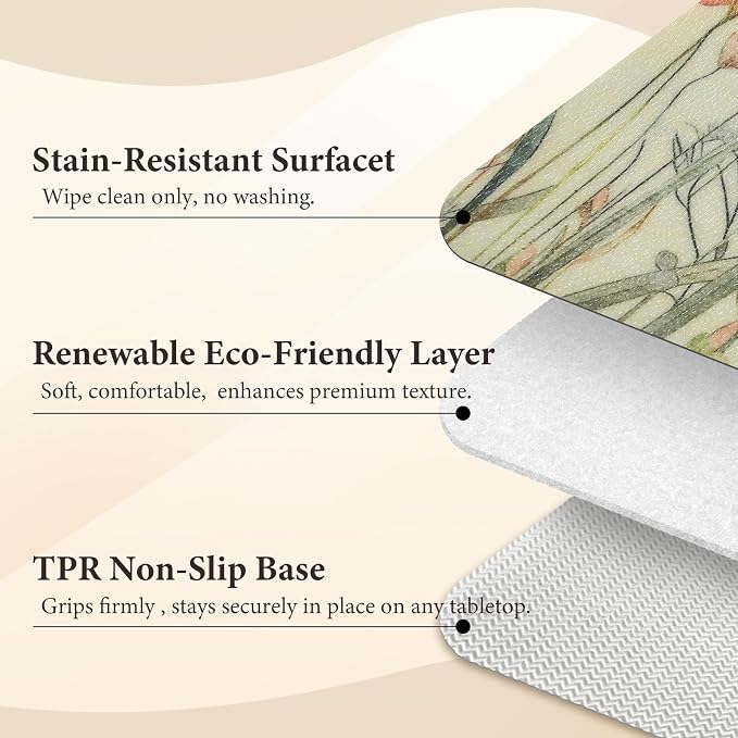 Vinyl Placemats Set of 8-12x17 Inch - Heat Resistant Washable Place Mats Waterproof Non-Slip Wipeable Table Mats for Dining Table Decor, Indoor/Outdoor Plastic Mat