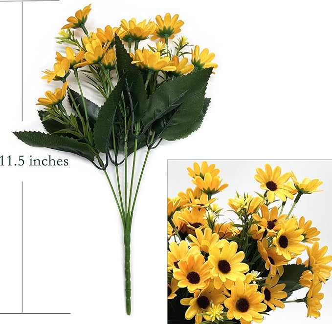 Fake Sunflower Decor, CATTREE Artificial Flowers Sunflowers Silk Helianthus Plastic Plants Wedding Bouquet Party Indoor Outdoor DIY Home Garden Kitchen Table Centerpieces Arrangements Decoration 4 Pcs