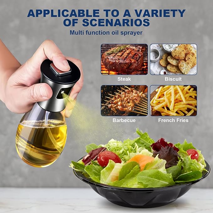 OKYUK Olive Oil Dispenser Bottle & Oil Sprayer for Cooking, Oil and Vinegar Dispenser Set, with Bamboo Tray, 20 Labels, Coffee Syrup Dispenser Oil Bottles for Kitchen