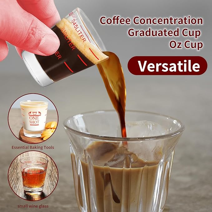 2Pcs 1.5 oz Shot Glasses Measuring cup Liquid Heavy Glass Wine Glass Espresso Cocktail Accessories, Reusable Measuring shot 45ml red clear (2)