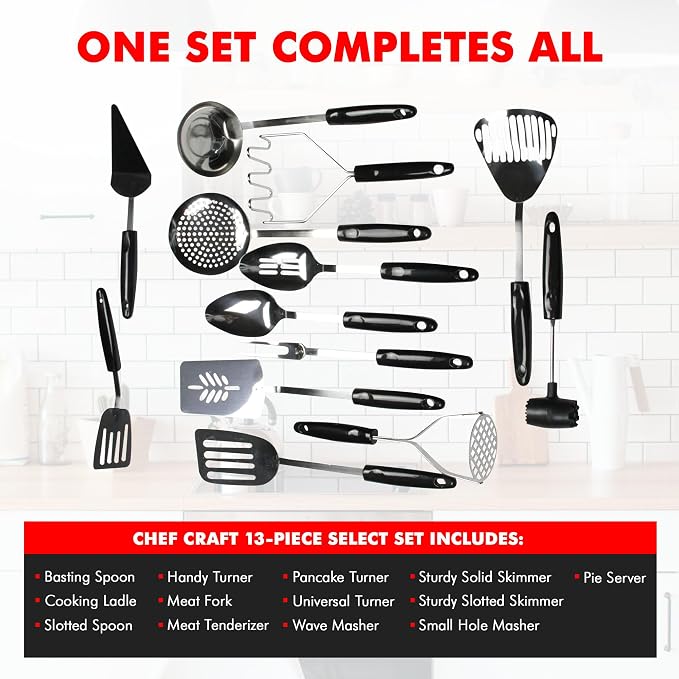 Chef Craft 13 Piece Select Stainless Steel Kitchen Tool Set