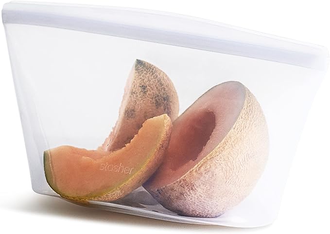 Stasher Silicone Reusable Storage Bag, 8-Cup Bowl, Reusable Freezer Bags, Microwave, Dishwasher, Oven Safe, Sous Vide, Premium Lunch Container, Eco Friendly, Food-safe Silicone Snack Bag, 64 oz, Clear | Reusable Food Bag