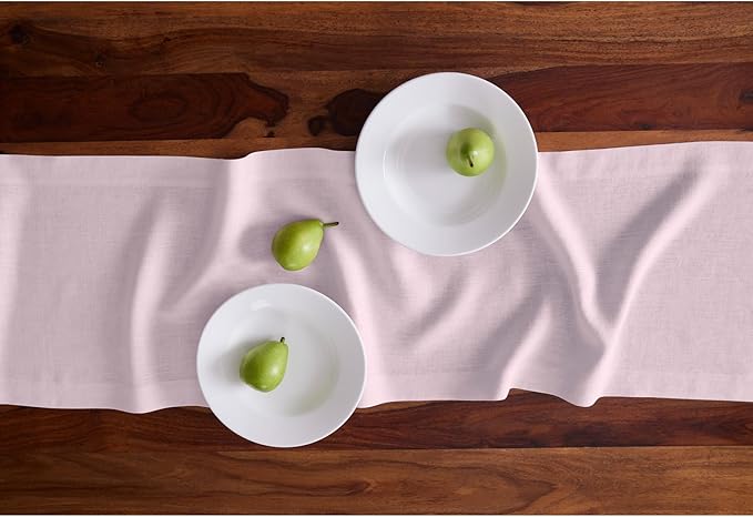 Solino Home Linen Table Runner 120 Inches Long - 100% Pure Linen Ice Lilac Dining Table Runner 14 x 120 Inch for Spring, Summer - Sonoma