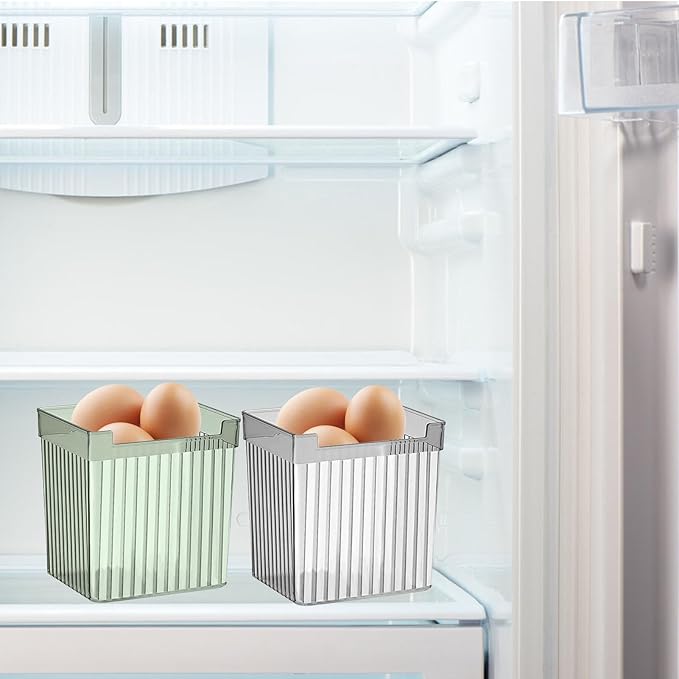 Clear Plastic Storage Bin, Refrigerator Organizer Bin, Translucent Multifunction Freshness Keeping Refrigerator Storage Organizer Bin for Fruits and Vegetables (Dark Green)