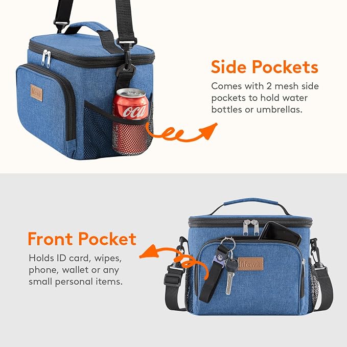 Lifewit Reusable Insulated Lunch Bag, Portable Cooler Freezable Soft Lunchbox Leakproof with Adjustable Shoulder Strap for Men Women Adult for Work Picnic or Travel, 15L 24 Can, Blue