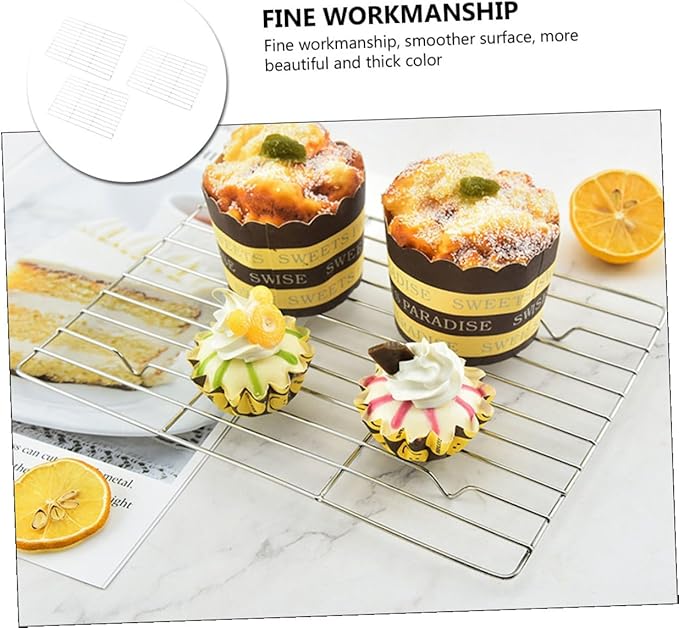 3pcs Nonstick Stainless Steel Baking Cake Cooler Rack Set, Small Pastry Cooling Holder for Oven and Kitchen Use