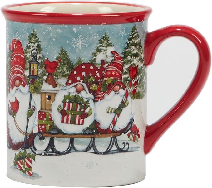 Certified International Christmas Gnomes 16 oz. Mugs, Set of 4 Assorted Designs