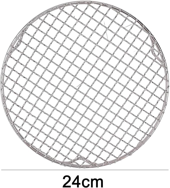 Round Cooling Rack 201 Stainless Steel Wire Baking Grid for Even Air Circulation, for Cooling Cakes, Biscuits, Pizza, Grilling, Drying and Roasting, Silver(24cm)