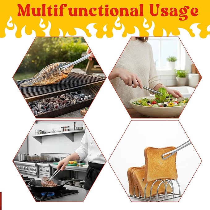 20 Pcs 11 Inch Kitchen Tongs, Stainless Steel Korean BBQ Grill Tongs Japanese Barbecue Tong for Cooking Serving Tong Portable Kitchenware for Steak Salad Food, Baking, Food Plating, BBQ