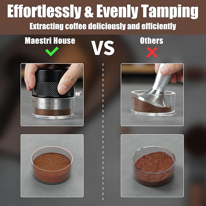 58.3mm Espresso Tamper, Maestri House Stainless Steel Barista Coffee Tamper for Espresso Machine, Spring-loaded Tamper Fits for 58.55mm Portafilter Fits All 58.55mm Espresso Portafilter