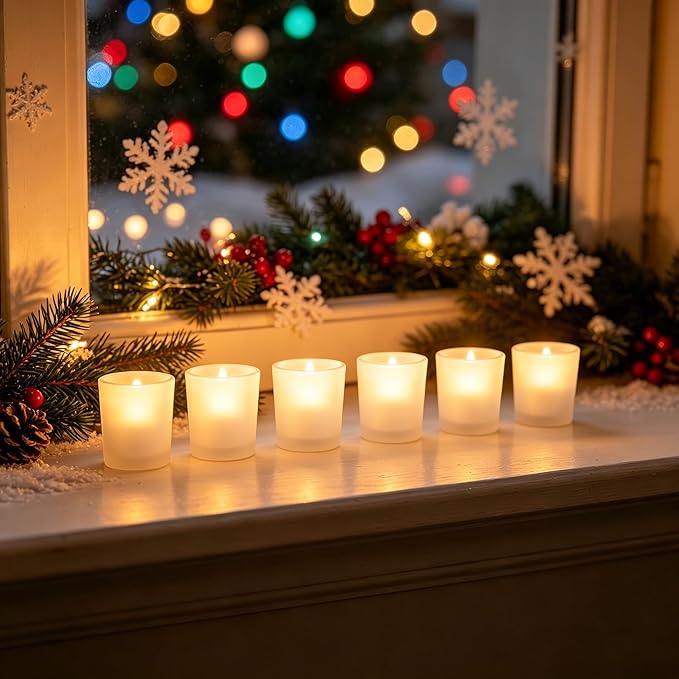 Hosley's Set of 12 Frosted White Glass Votive/Tea Light Holder. Ideal for Use with Tea Lights for Weddings, Parties, Aromatherapy, Votive Candle Gardens. Bulk Buy