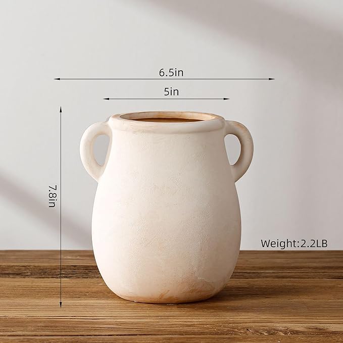 Rustic Kitchen Utensil Holder for Countertop, Ceramic Utensil Crock for Kitchen Counter,Farmhouse Spatula Organizer for Countertop, Vintage Crock Decor, Ideal Housewarming Gift (White)