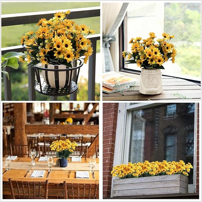 CATTREE Artificial Flowers, Sunflowers Fake Flower Silk Helianthus Plastic Plants Wedding Bridal Bouquet Party Indoor Outdoor DIY Home Garden Kitchen Table Centerpieces Arrangements Decoration 8 Pcs