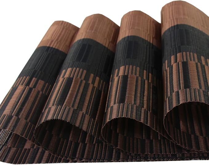 Place Mats Indoor Set of 6 Washable Outdoor Placemats Easy to Clean PVC Placemat (Coffee)