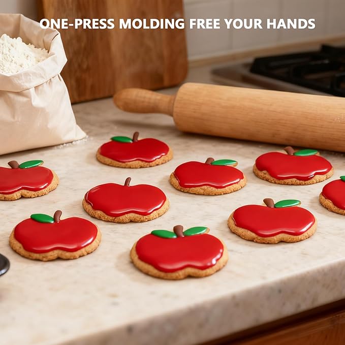3 Piece Apple Cookie Cutter Set - 3.5", 2.7", 2" Fruit Cookie Cutters Shapes, Stainless Steel Biscake Cutter for Fall Thanksgiving