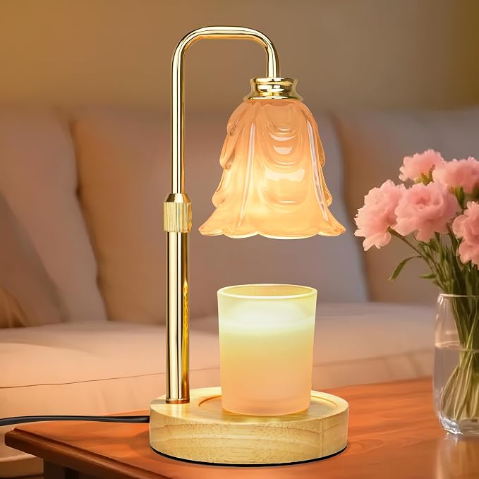 Candle Warmer Lamp with Timer Dimmer, Adjustable Height White Tulip Candle Wax Warmer, Christmas Birthday Gift for Mom Women,House Warming Gifts for New Home Bedroom Decor,White-Tulip