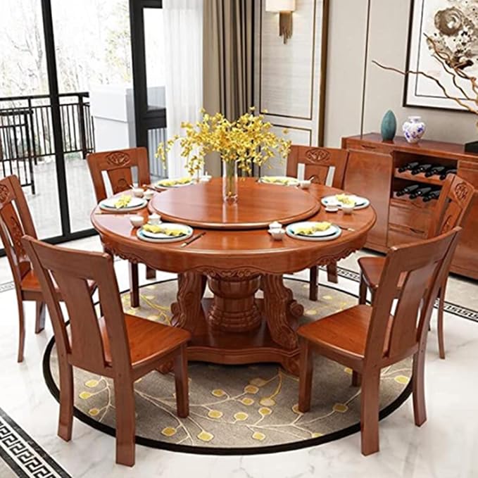 Wooden Turntable Large Dining Table Lazy Susan Turntable Round Ø 50cm-100cm - Kitchen Rotating Serving Plate, With Bearings, Stable, No Tilt, 360° Rotating Tray For Serving Food (Color : Red-brown,