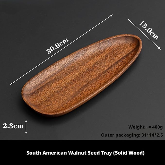 Walnut Wood Fruit Tray, Handmade Chinese Style Snack Serving Plate, Solid Wood Tea Dessert Tray for Dim Sum, Vintage Walnut Platter, Gift (Sunflower Seeds)