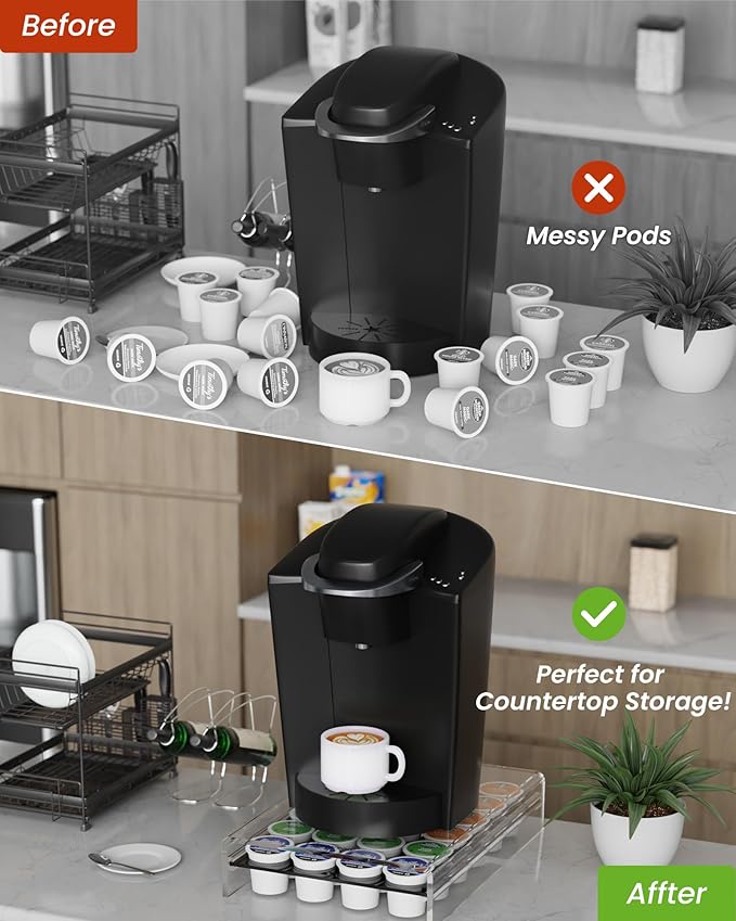 LifeMoreasy K Cup Holder,Coffee Pod Holder Drawer Capsule Display Storage for K-cup 24pods