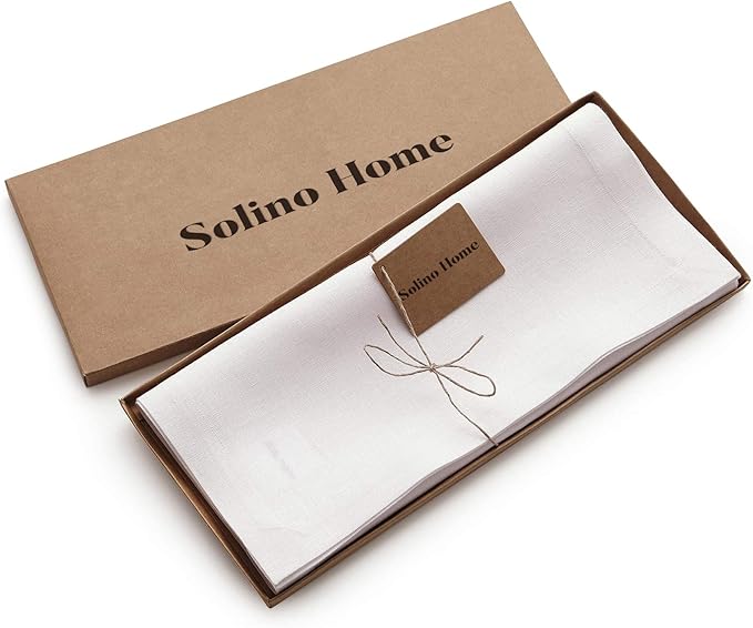 Solino Home Linen White Table Runner 60 Inches - 100% Pure Linen Small Table Runner 14 x 60 Inch Ideal for Dresser and Coffee Tables - Spring, Summer, 4th of July - Diana Medium Weight