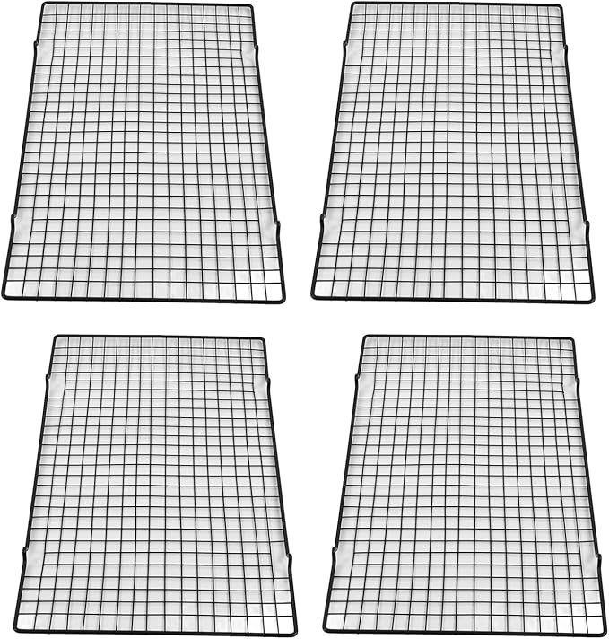 4 - Piece Set Stainless Steel Cooling Rack | Heavy - Gauge Grid for Even Baking/Cooling | Dishwasher Safe Barbecue Rack for Cookies, Meat & Veggies | 15.9 x 9.8 Inch