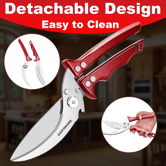 Heavy Duty Poultry Shears,Kitchen Shears for food Heavy Duty,Kitchen Scissors All Purpose,Rigid Bones,Chicken,Fish,Meat,Easily Separable for Thorough Cleaning,Dishwasher Safe.