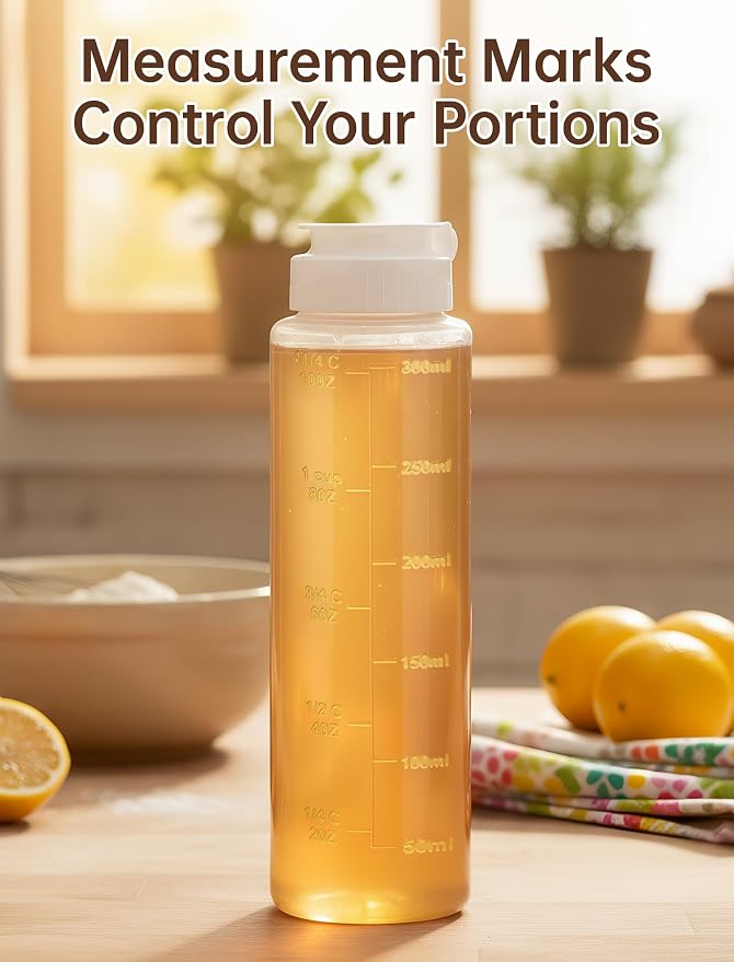 NiHome No Drip Honey Dispenser, 10 oz BPA-Free - Superior Leak-Proof Design Ensures Precise, Mess-Free Pouring with a Simple Squeeze. Perfect for Honey, Syrup, Ketchup & More (1PCS)