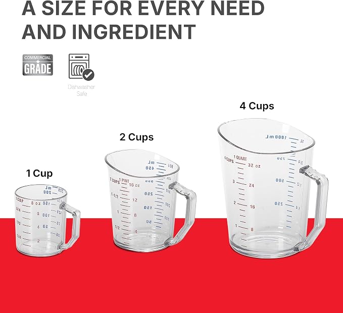 Cambro Measuring Cup - 3 Pack - 1 Cup, 2 Cup, 4 Cup (Clear)