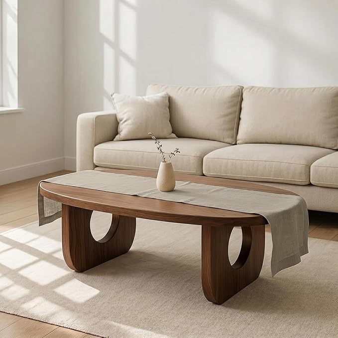 Solino Home Linen Natural Table Runner 48 Inches - 100% Pure Linen Small Table Runner 14 x 48 Inch Ideal for Dresser and Coffee Tables - Spring, Summer - Diana Medium Weight
