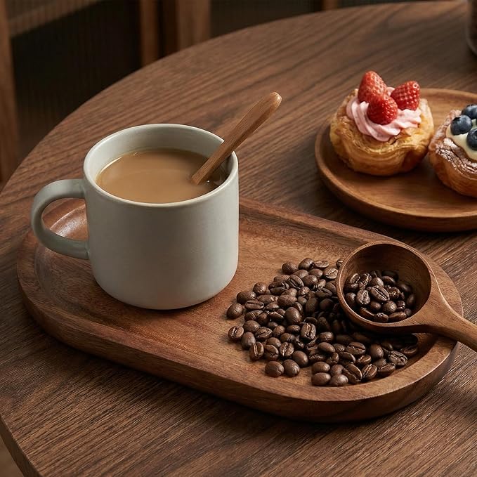 Grevosea Oval Wooden Serving Tray, Cracker Tray Small Wood Platter for Food BBQ Serve Cheese Sushi Snacks and Decor Perfect for Coffee Table Ottoman and Kitchen 7.2" x 4"
