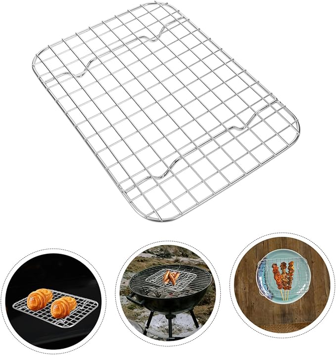 ULTECHNOVO Stainless Steel Baking Rack for Grilling Cooling and Drying 1 Unit Dishwasher Safe for Small Ovens and BBQs Versatile Cooking Tool