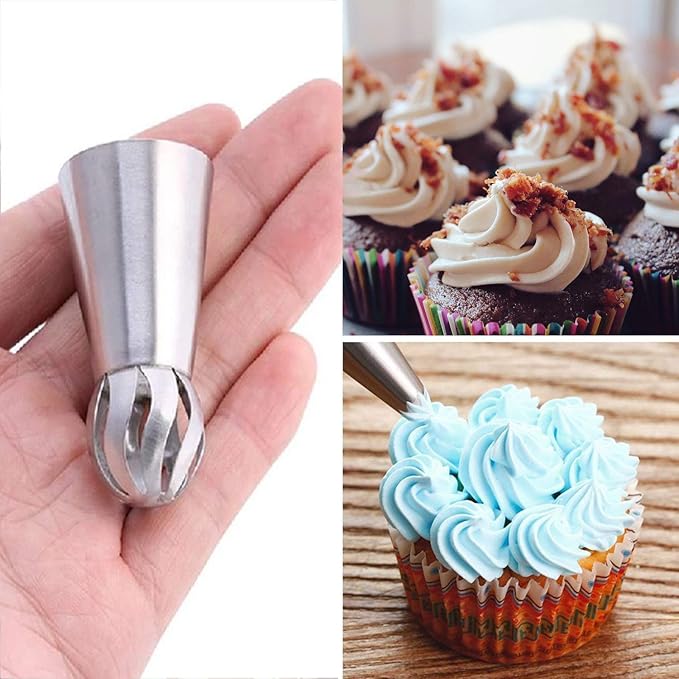Russian Piping Tips Set, Airlxf 6PCS Stainless Steel Icing Piping Nozzles Tips Cake Cupcake Decorating Supplies Kit Flower Frosting Tips DIY Icing Piping Tips for Cake Decorating (6PCS)