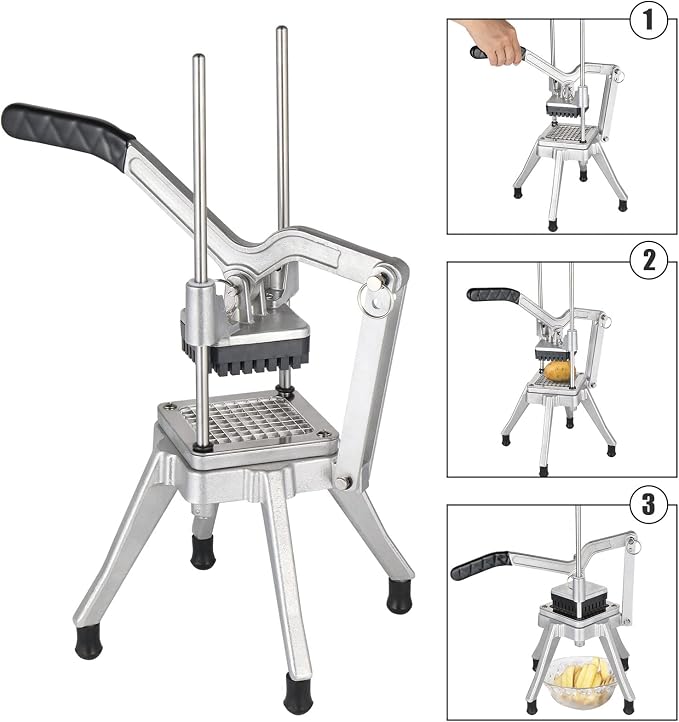 ROVSUN Commercial Vegetable Chopper French Fry Cutter Potato Slicer Fruit Chopper, Super Value Set of Suction Feet, 1/2'', 3/8'', 1/4'', 8-Wedge Blades and Pusher Blocks for Restaurant, Home & Kitchen