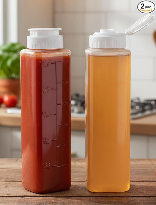 NiHome No Drip Honey Dispenser, 10 oz BPA-Free - Superior Leak-Proof Design Ensures Precise, Mess-Free Pouring with a Simple Squeeze. Perfect for Honey, Syrup, Ketchup & More(2PCS)