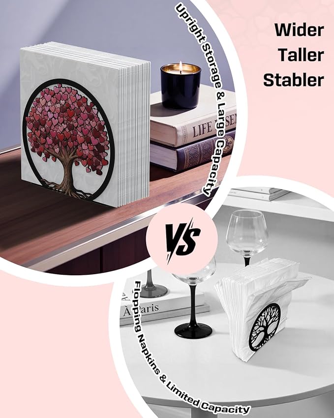 Uniclife Metal Napkin Holder for Table, Standing Napkin Dispenser for Cocktail, Luncheon & Guest Napkins, Tree of Love Napkin Stand, Upright Paper Napkin Holder for Kitchen Dining Table Coffee Bar