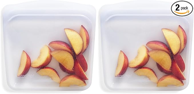 Stasher Premium Silicone Reusable Food Storage Sandwich Bag, Clear, Microwave, Sous Vide, Dishwasher, Oven and Freezer Safe, BPA Free, Leak-free, Eco-friendly, 28 Oz (Pack of 2)