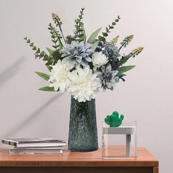 Fake Flowers with Vase,Silk Artificial Flowers in Vase,Fake Plants and Faux Flower Arrangement for Centerpiece Kitchen Table Decorations,Home Decor