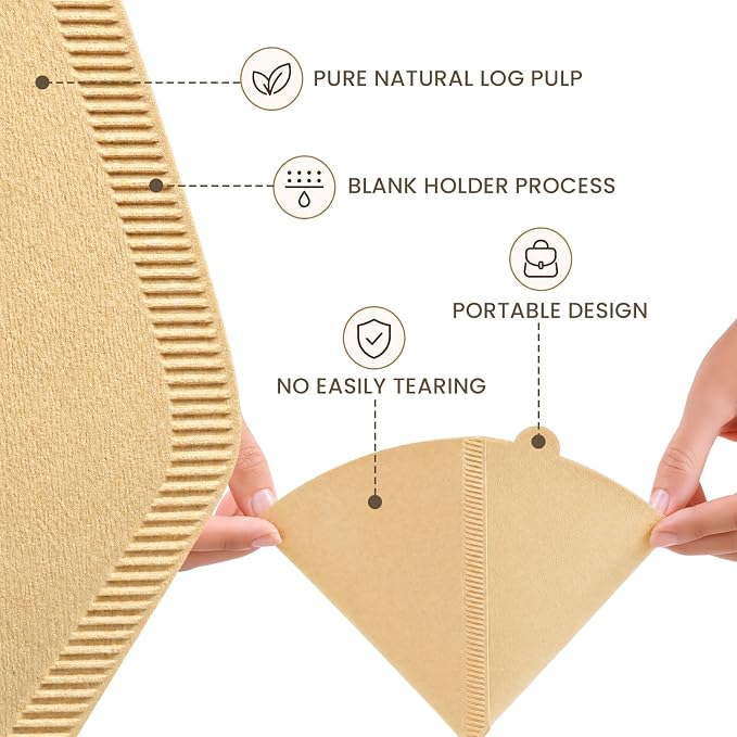 200 Count #4 Cone Coffee Filters, Unbleached Natural Paper Coffee Filters for 8–12 Cup Coffee Makers, Disposable #4 Cone Filters Compatible with Ninja Cuisinart, Drip Coffee Maker & Pour Over Brewers