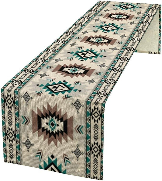 Aztec Table Runners,Southwestern Tribal Navajo Ethnic Native Abstract Geometric Print Table Cloth for Kitchen Dining Table Decoration for Home Party Decor 13x72 Inch