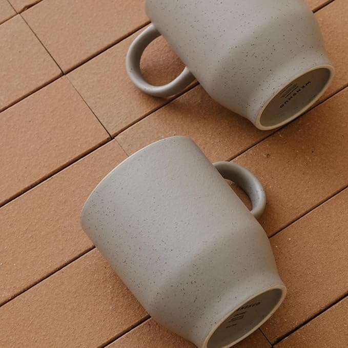 WENSHUO Mug Set of 4, Reactive Glazed Stoneware Mug, 12oz (Sandstone Gray)