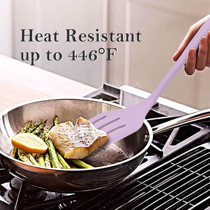 RANX INGST Kitchen Cooking Utensils Set 11 pcs Nonstick Silicone Spatula Set with Holder, 446°F Heat Resistant, Ergonomic Handle, BPA Free - Purple