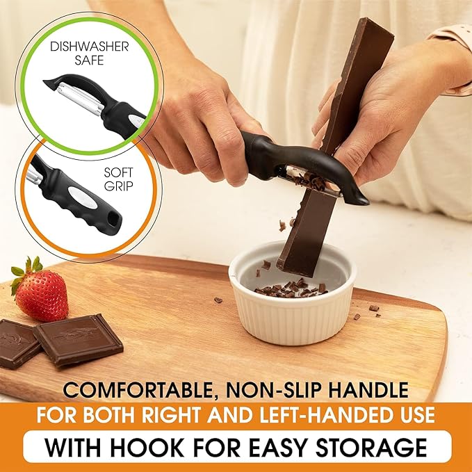 Premium Swivel Vegetable Peeler, Soft Grip Handle and Ultra Sharp Stainless Steel Blades - Perfect Kitchen Peeler For Veggie, Fruit, Potato, Carrot, Apple - Pink Lemonade (Black)