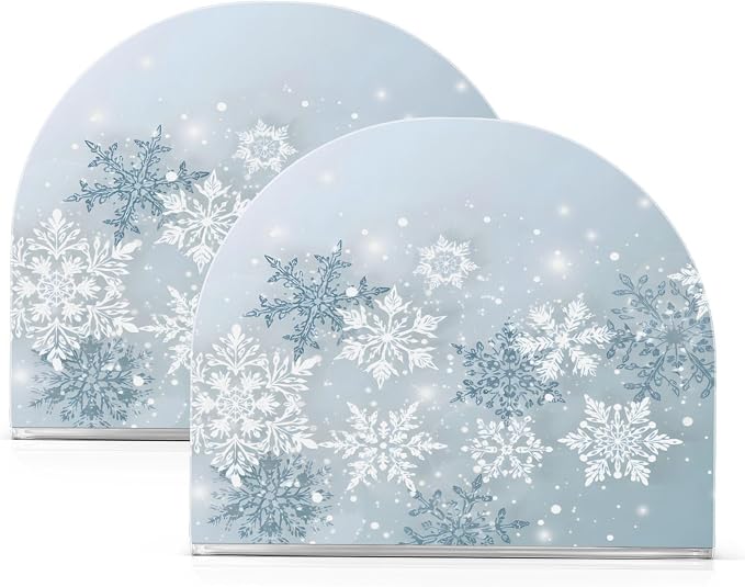 Silver Winter Snowflake Christmas Napkin Holder for Tables Paper Cocktail Napkin Holders for Kitchen and Dinning, Acrylic Dinner Napkin Dispenser for Restaurant Home Decor Bar Accessories 2 Pack