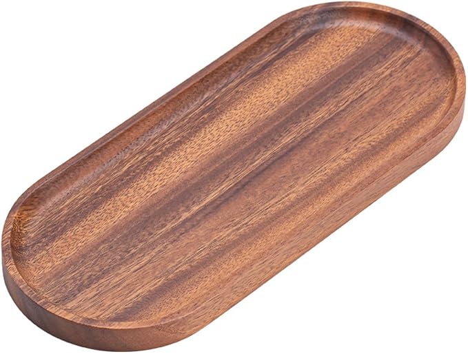 Walnut Wood Fruit Tray, Handmade Chinese Style Snack Serving Plate, Solid Wood Tea Dessert Tray for Dim Sum, Vintage Walnut Platter, Gift (Ellipse（L)