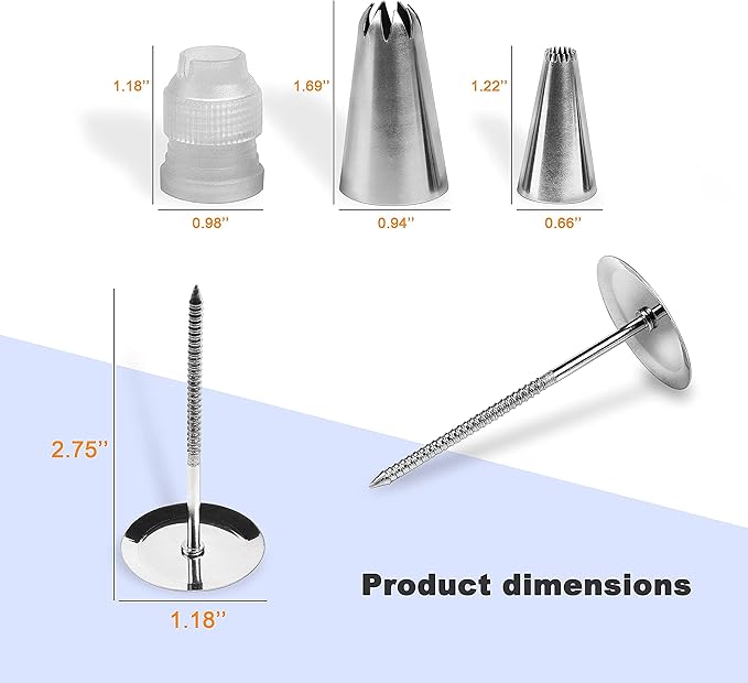 FIVETASCake Decorating kit for Beginners-52 Numbered Icing Tips with Pattern Chart,2 Flower Nails and 1 Coupler.Piping Tips Set with storage box.