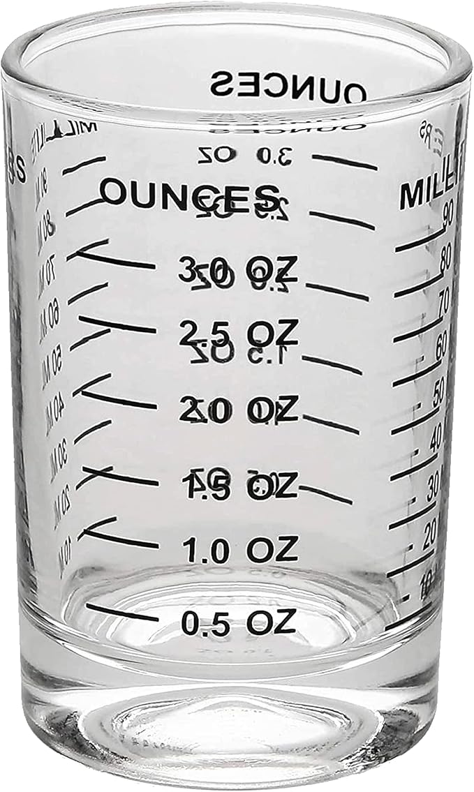 OGGI Measuring Shot Glass with Measuring Lines, 3oz / 90ml - Bartender Accessories, Jigger for Bartending, Shot Glass Measuring Cup with Ounces & Milliliters