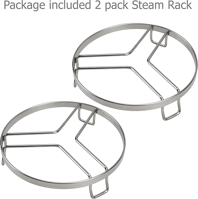 EIKS 2 Pack Steam Rack Cooling Stand for Steaming Food Air Fryer Pot Cooking Baking Usage, Size of 6-inch Round Stainless Steel Rack