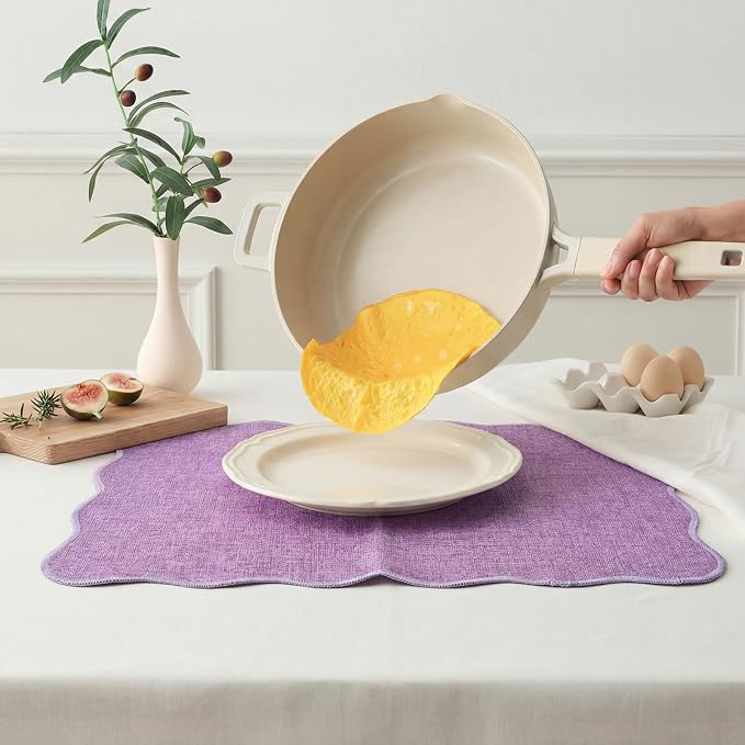 AHHFSMEI Faux Linen Placemats Set of 8 Heat Resistant Non-Slip Stain Proof Table Mats for Kitchen Dining Elegant Decor Place Mats (Purple 8)