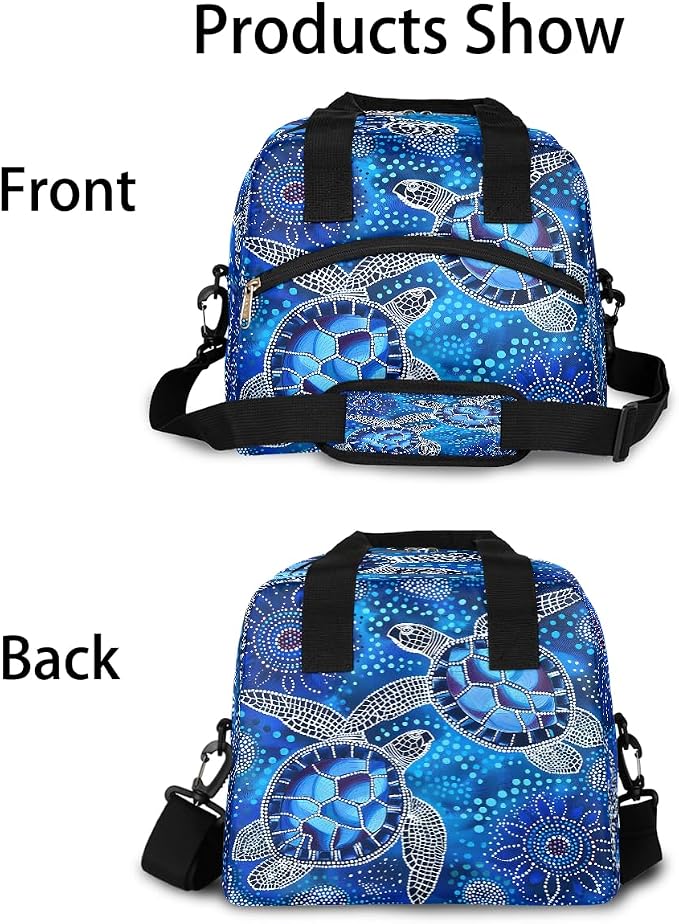 Pardick Galaxy Blue Turtle Insulated Lunch Bag for Women Girl Reusable Lunch Tote Box With Shoulder Strap Lightweight Thermal Cooler Meal Prep Bag for Work School Office Picnic