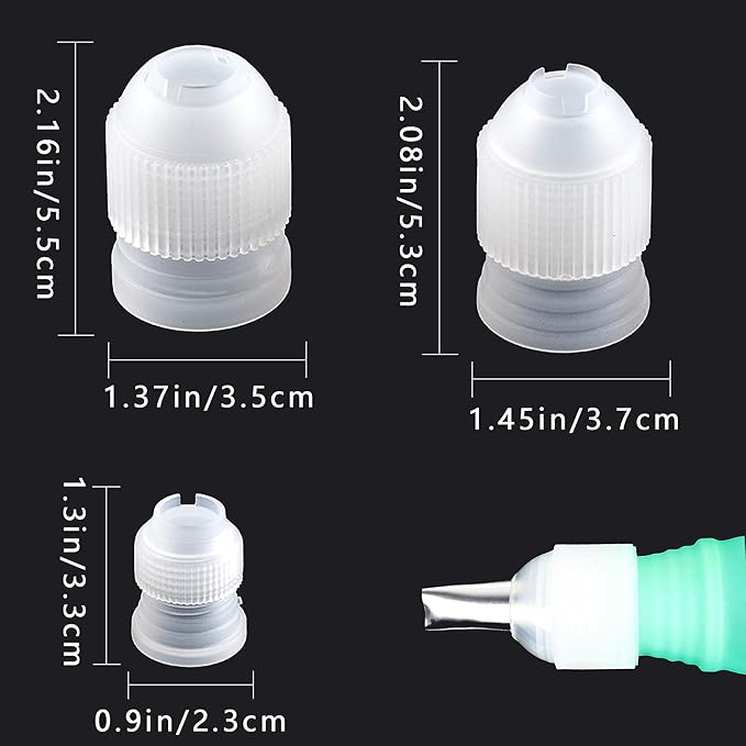 MYUBWTF12 Pieces White Pastry Bag Coupler, Three different sizes Plastic Standard Couplers/Cake Decorating Coupler/Pipe Tip Coupler for piping bags, Icing Nozzles